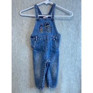 LaCompagnie‎ Des Petits France Baby Boys Denim Overalls Tractor Embroidered 18M